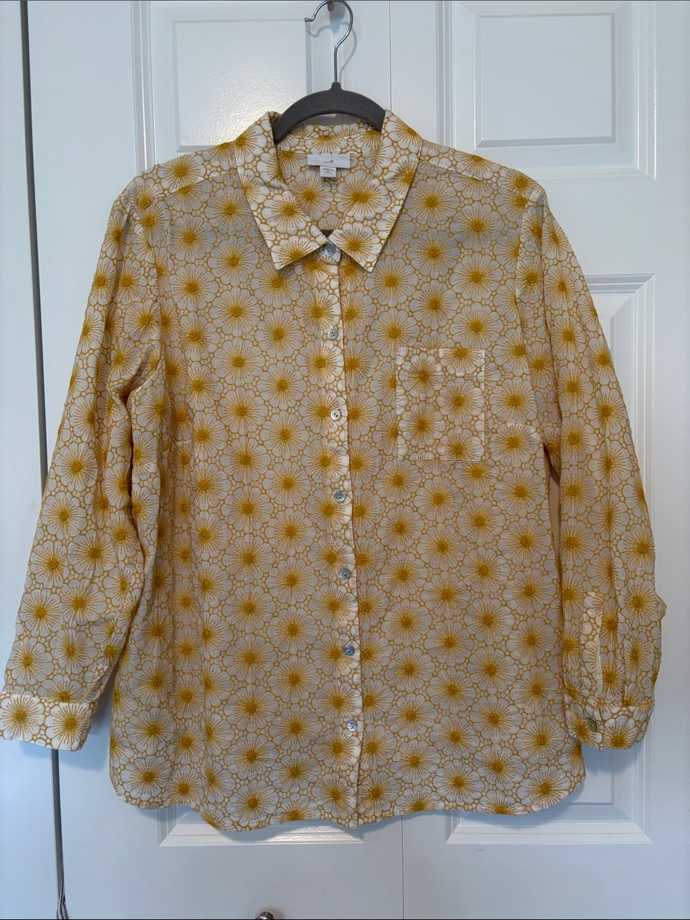 J. Jill Yellow Floral Button-Down Blouse